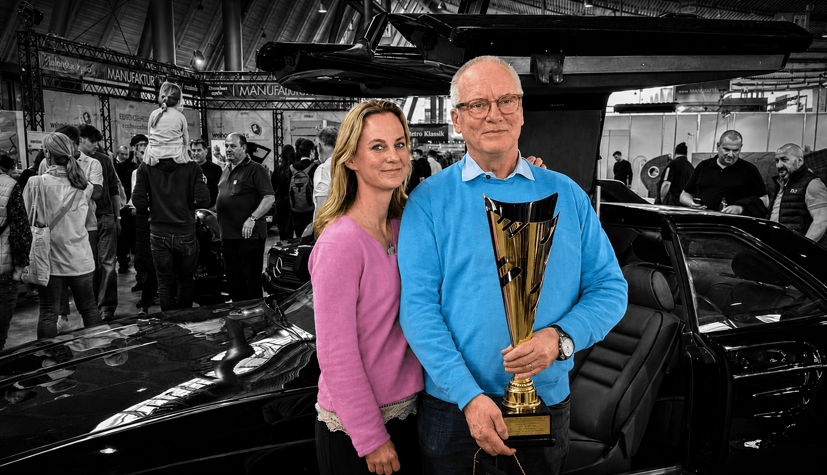 Chris Hahn with an award at a show
